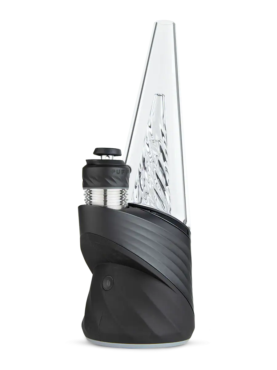Puffco Peak Pro electronic dab rig in onyx with clear glass attachment