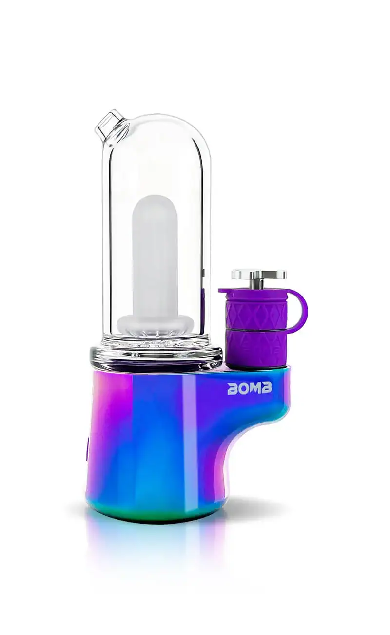 Bomb eRig Sykloud portable electric dab rig in a vibrant rainbow finish