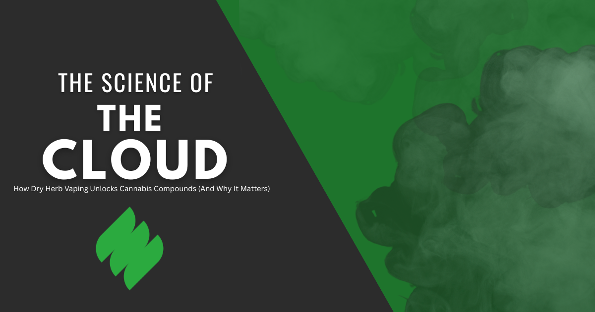 Featured image: The Science of the Cloud, exploring dry herb vaporization vs combustion.