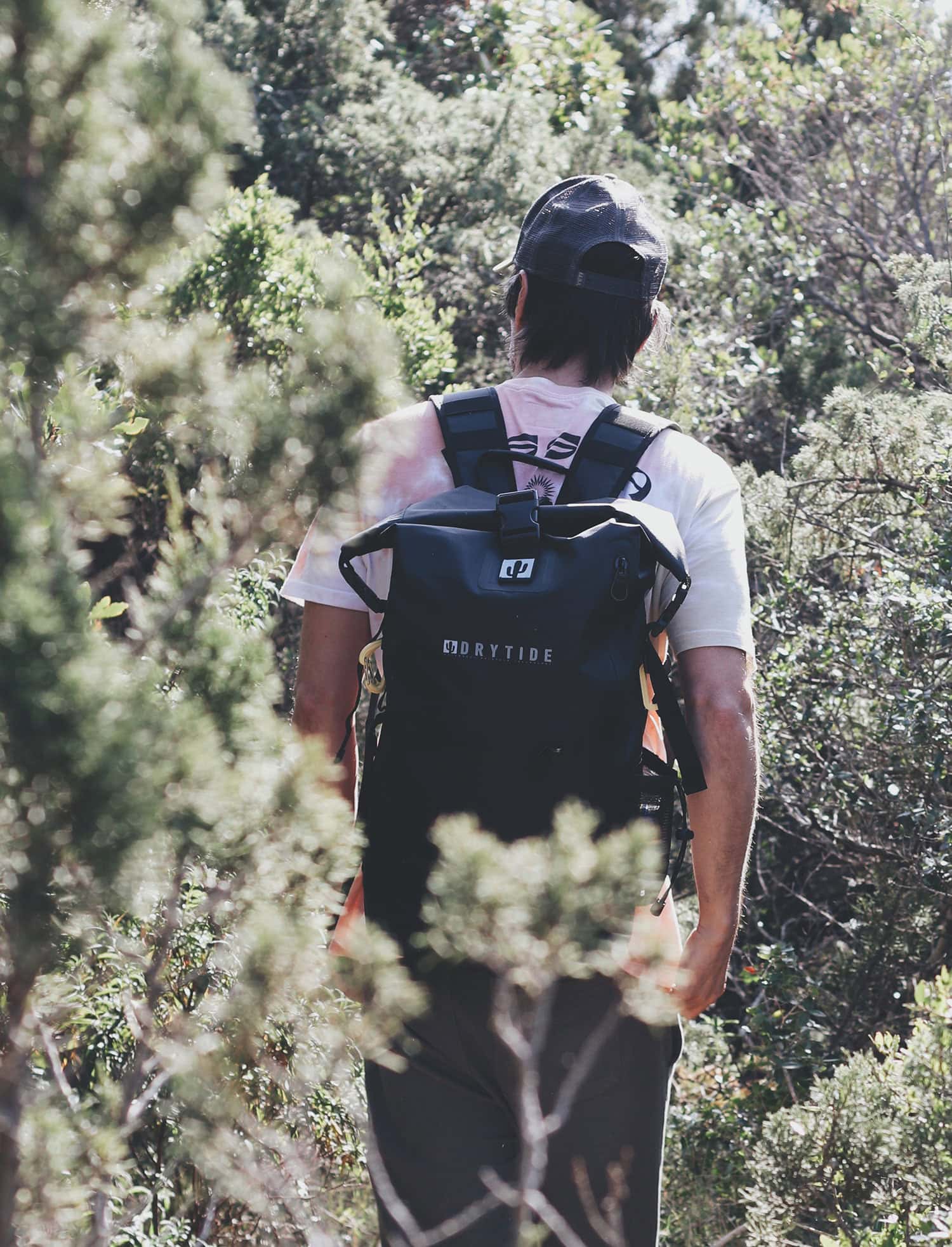 Exploring the Mediterranean islands and hiking through bush with DryTide 30L waterproof backpack