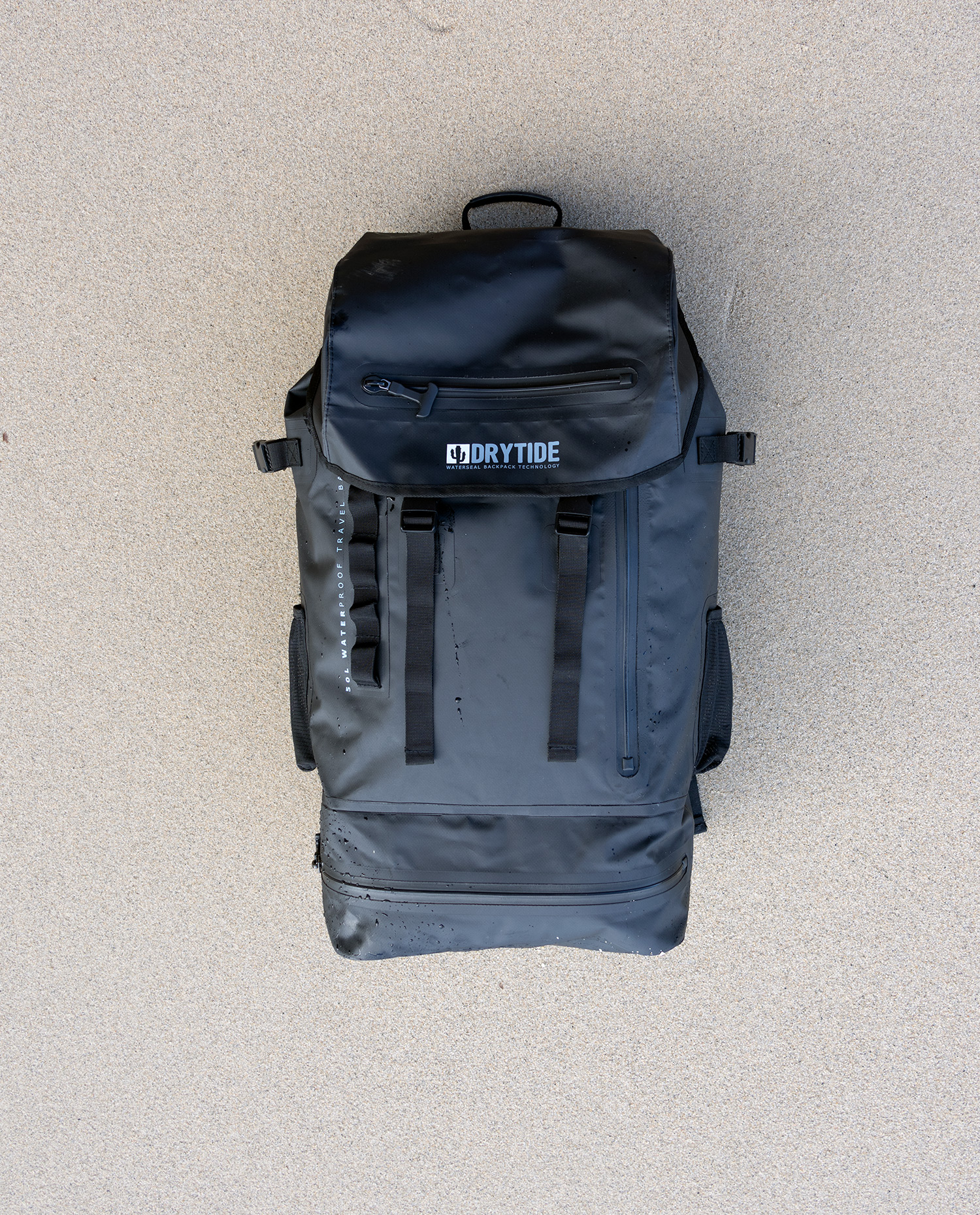 DryTide waterproof backpack with multiple compartments and durable design.
