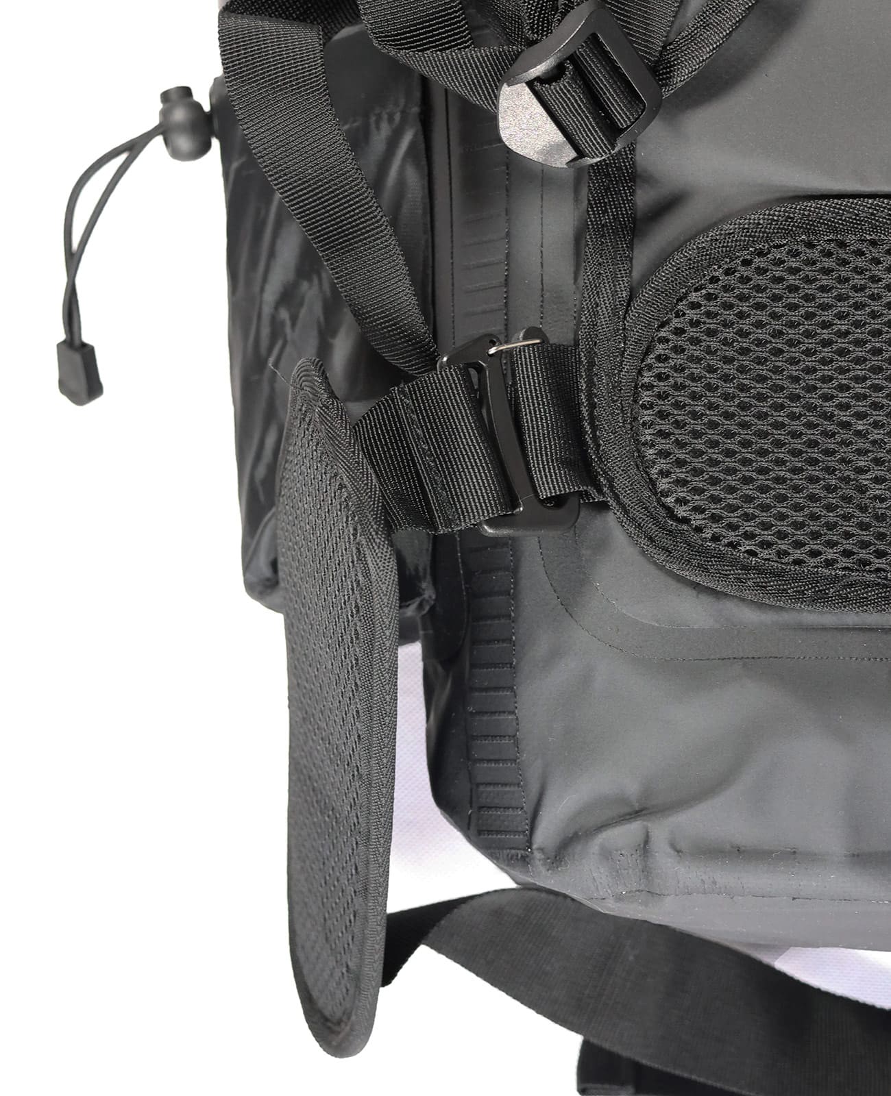 Waterproof backpack with adjustable straps and secure closures for outdoor adventures.