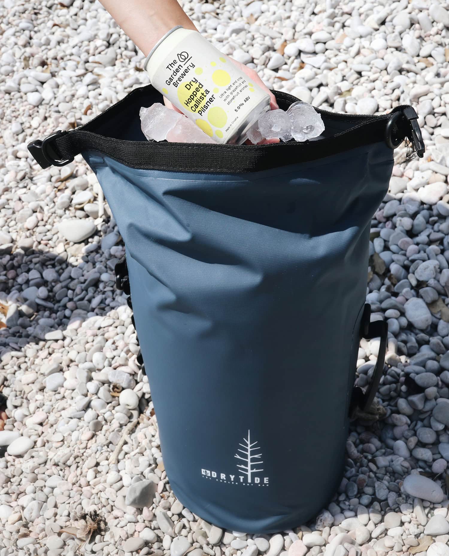 taking cold drinks out of the cooler dry bag