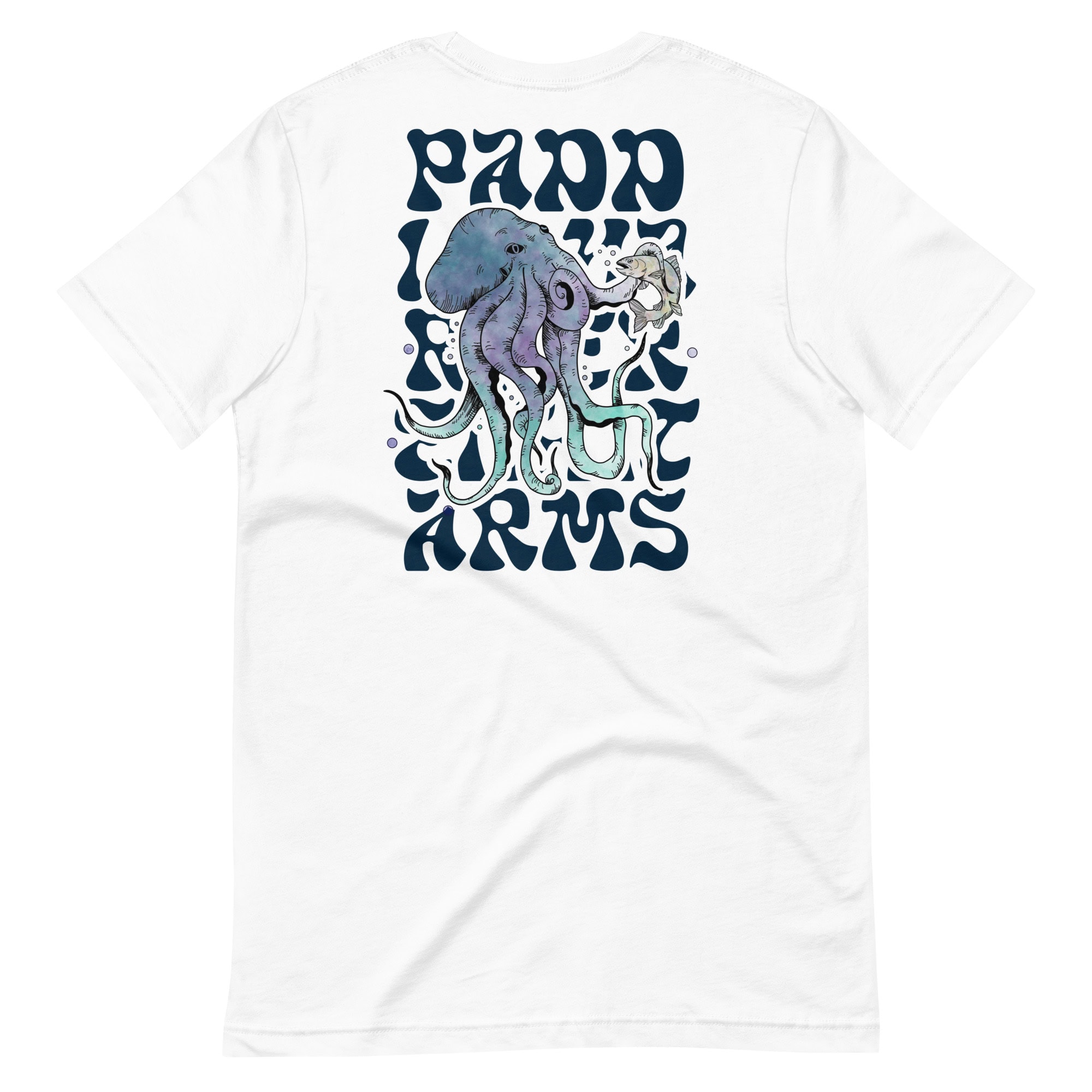 Kraken Tee - Waterproof Backpack, Duffel & Dry Bag Kraken illustration on a white waterproof T-shirt, perfect for outdoor adventures.