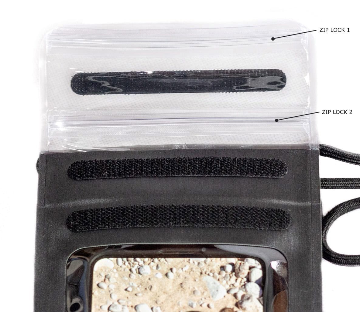 DRYTIDE Waterproof Gear Accessories Close-up of waterproof zipper locks for backpacks and dry bags.