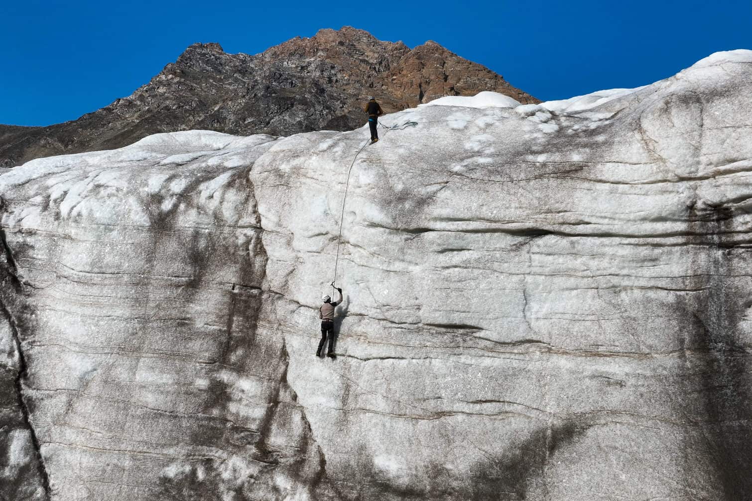 Ice climbing.