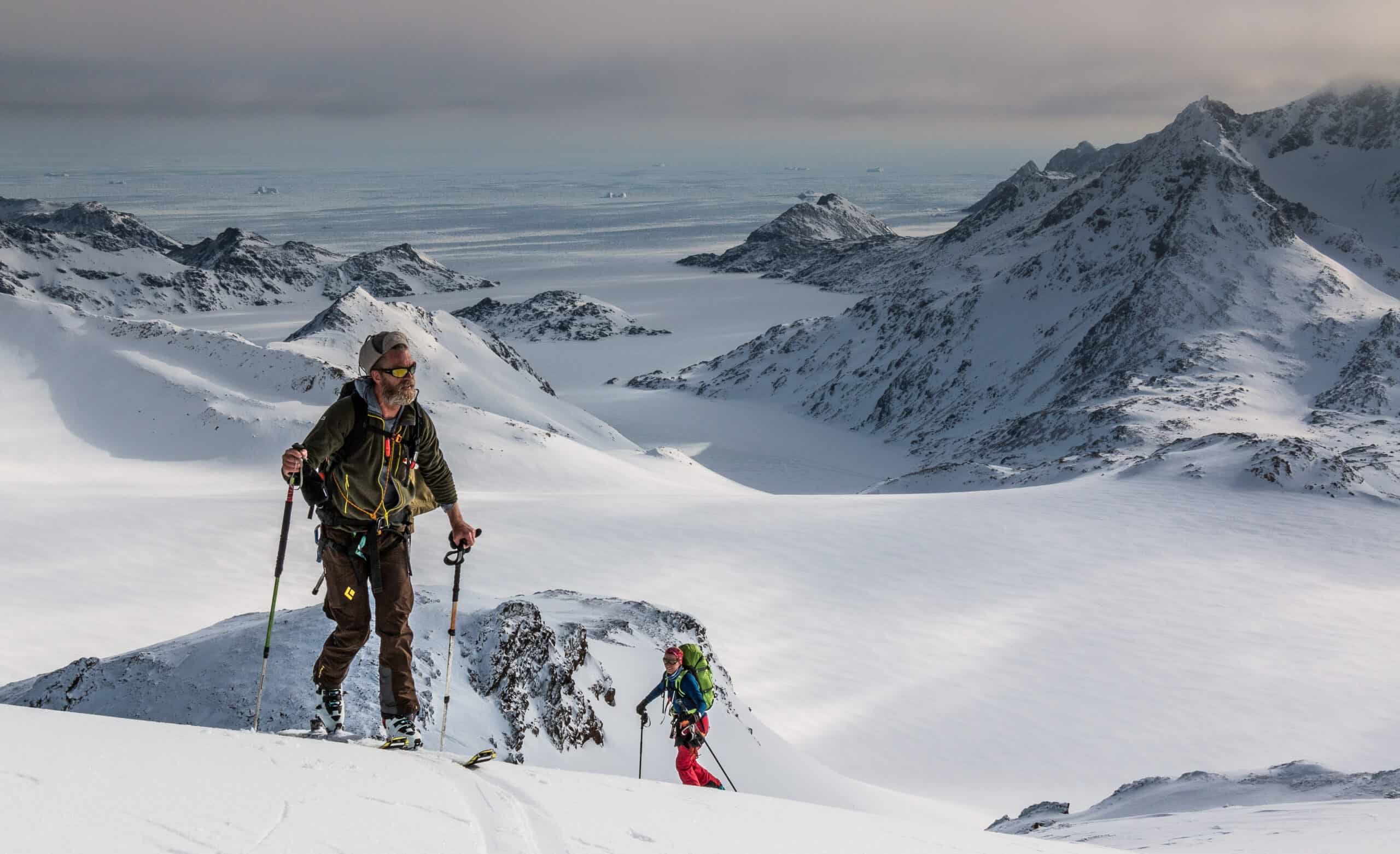 Making your way up the mountain on skis. Photo by Pirhuk