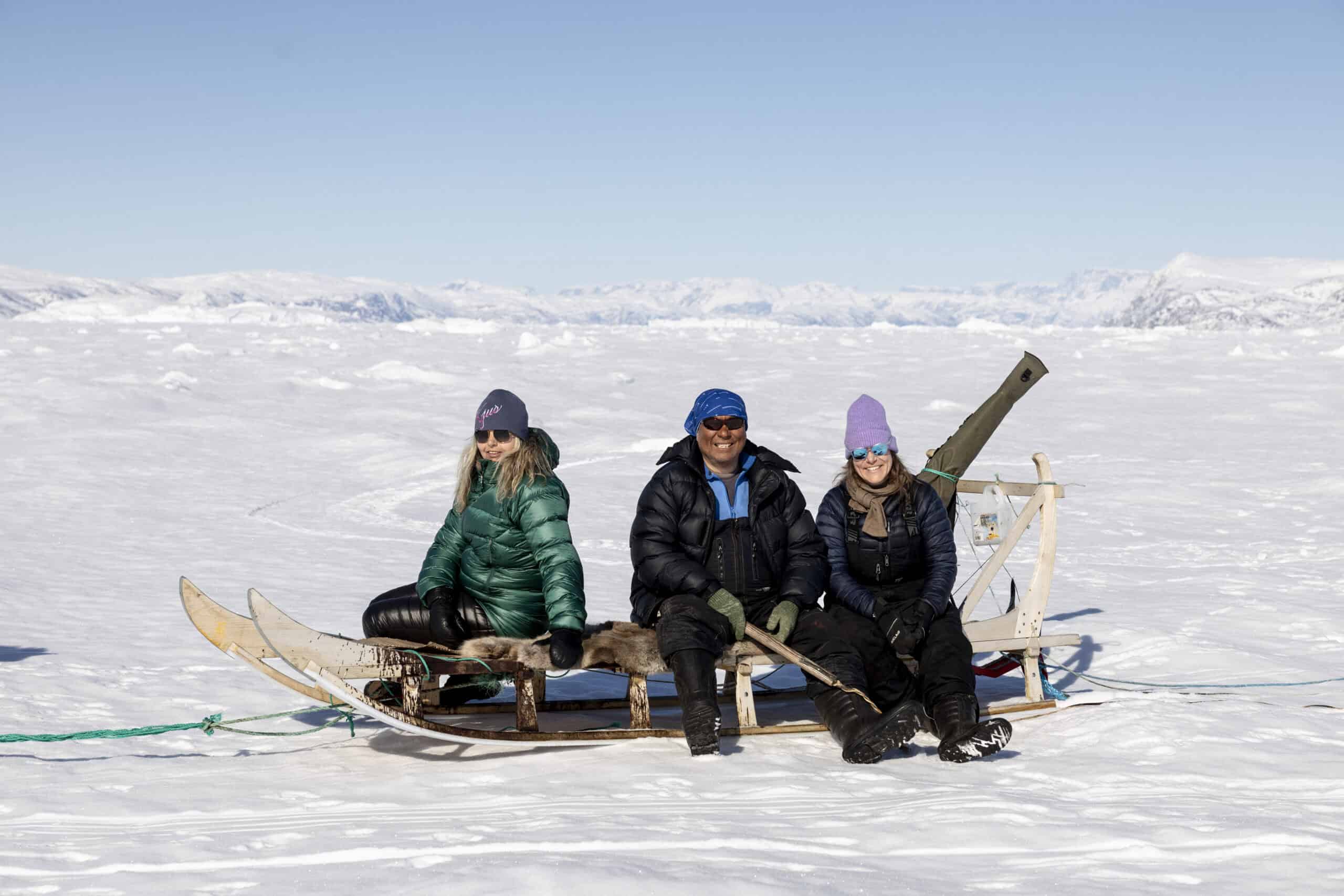 Taking a break on the sled.