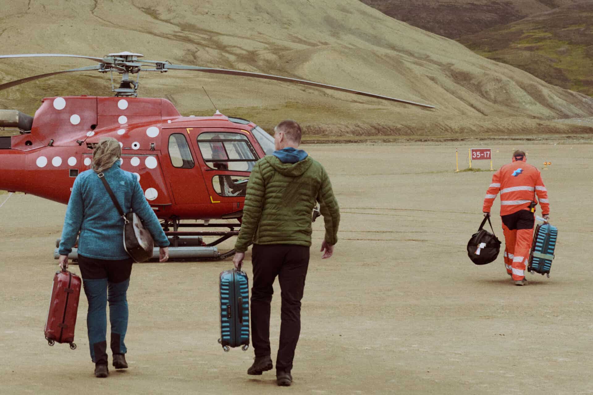 Tourists boarding Air Greenland helicopter in Nerlerit Inaat.