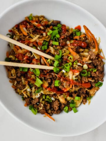 This is a photo of the meal prep friendly and weeknight dinner egg roll in a bowl.