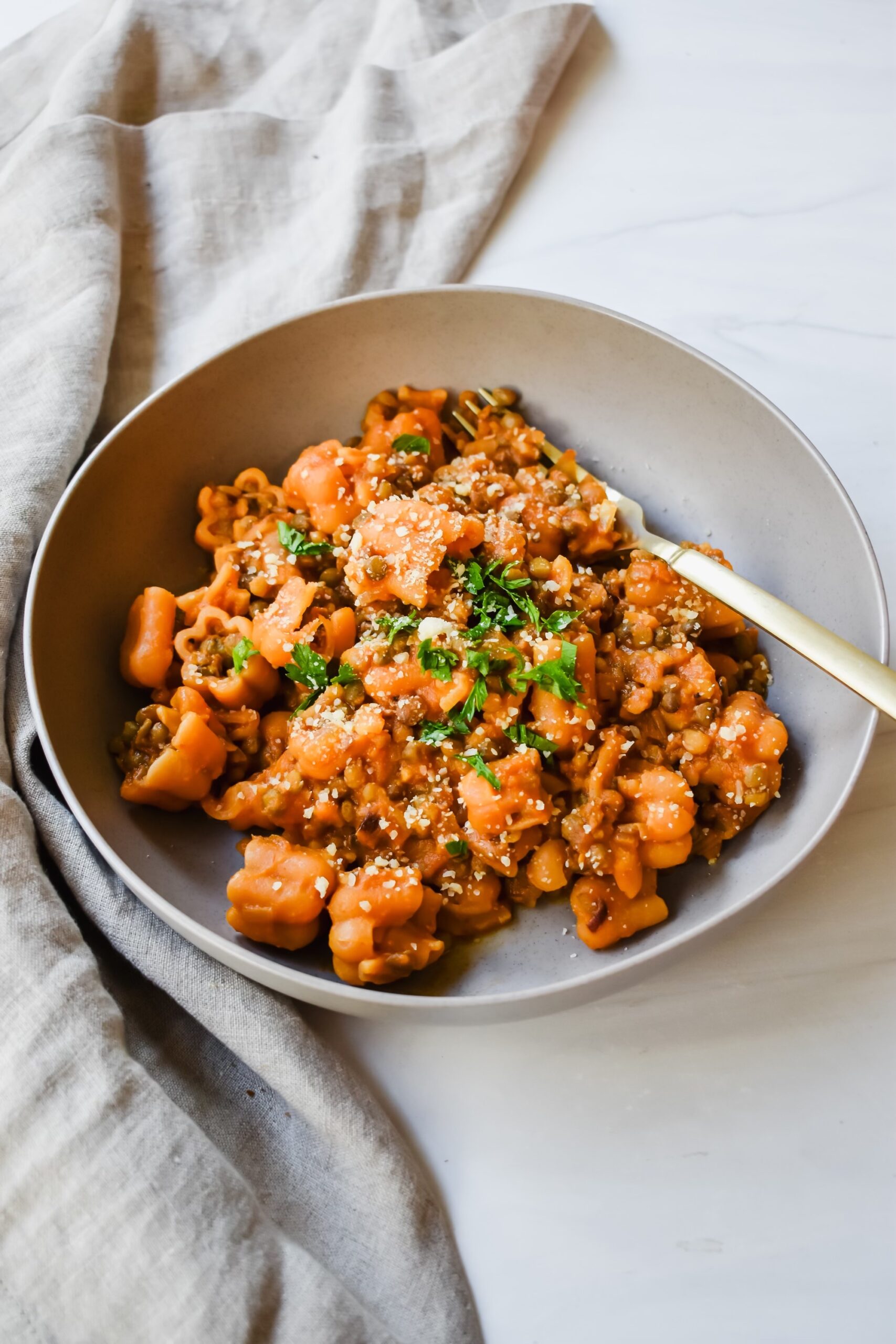 this is a side view of my lentil ragu dish as described above. 
