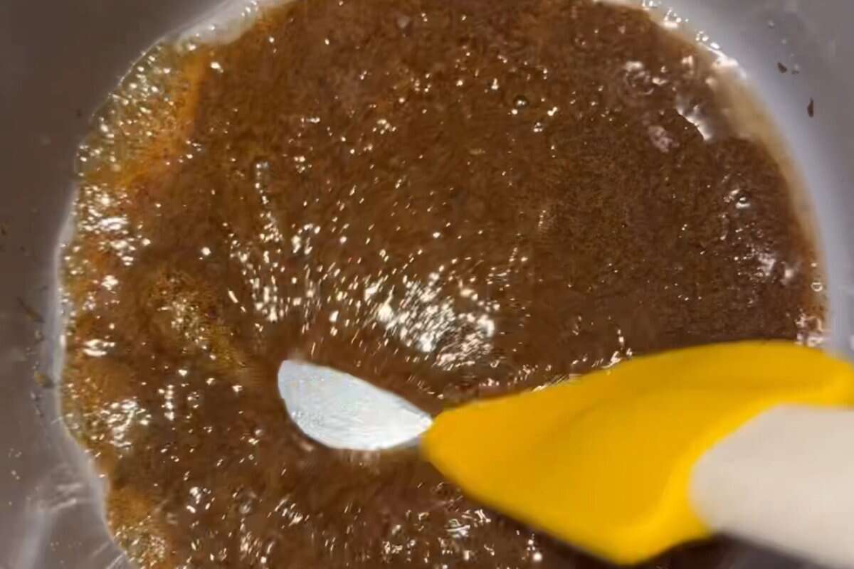 this shows me making the coconut sugar syrup 