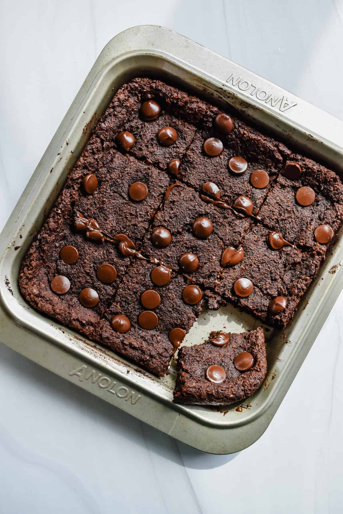 this is another close up of my chickpea brownies in the pan