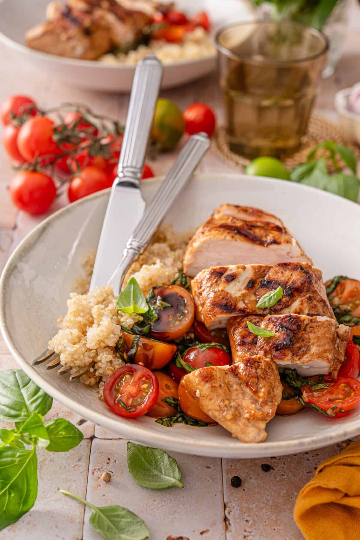 this is a close up of my easy bruschetta chicken recipe 