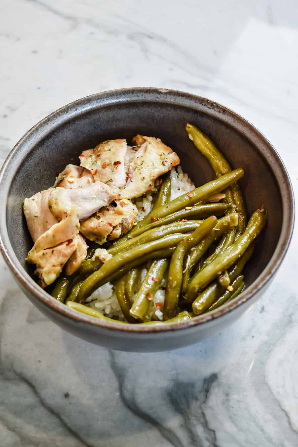 this is a side view close up of my slow cooker ranch chicken 