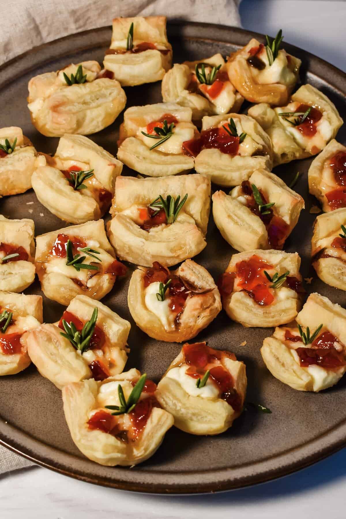 this is a side view close up of my cream cheese pepper jelly bites 