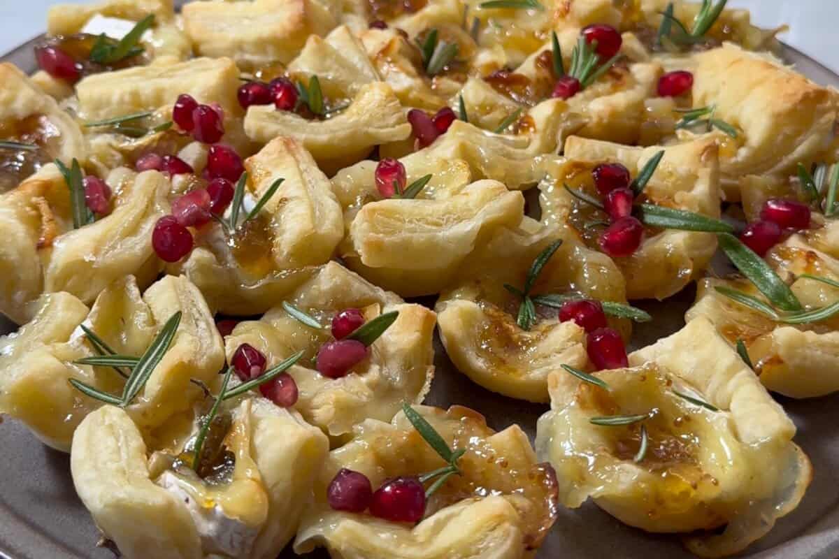 this shows me garnishing the bites. 