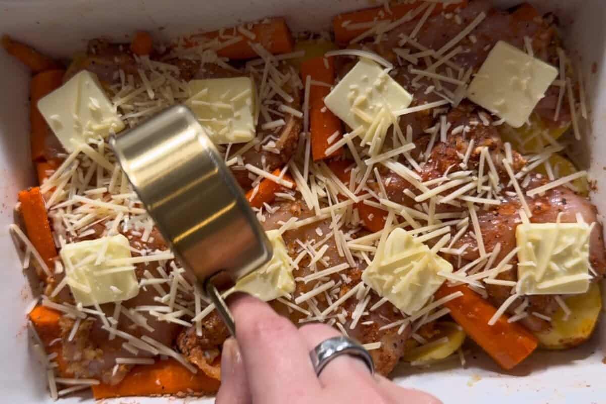 this shows me adding butter and parmesan on top.