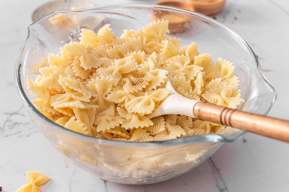 this shows the pasta after it was cooked.
