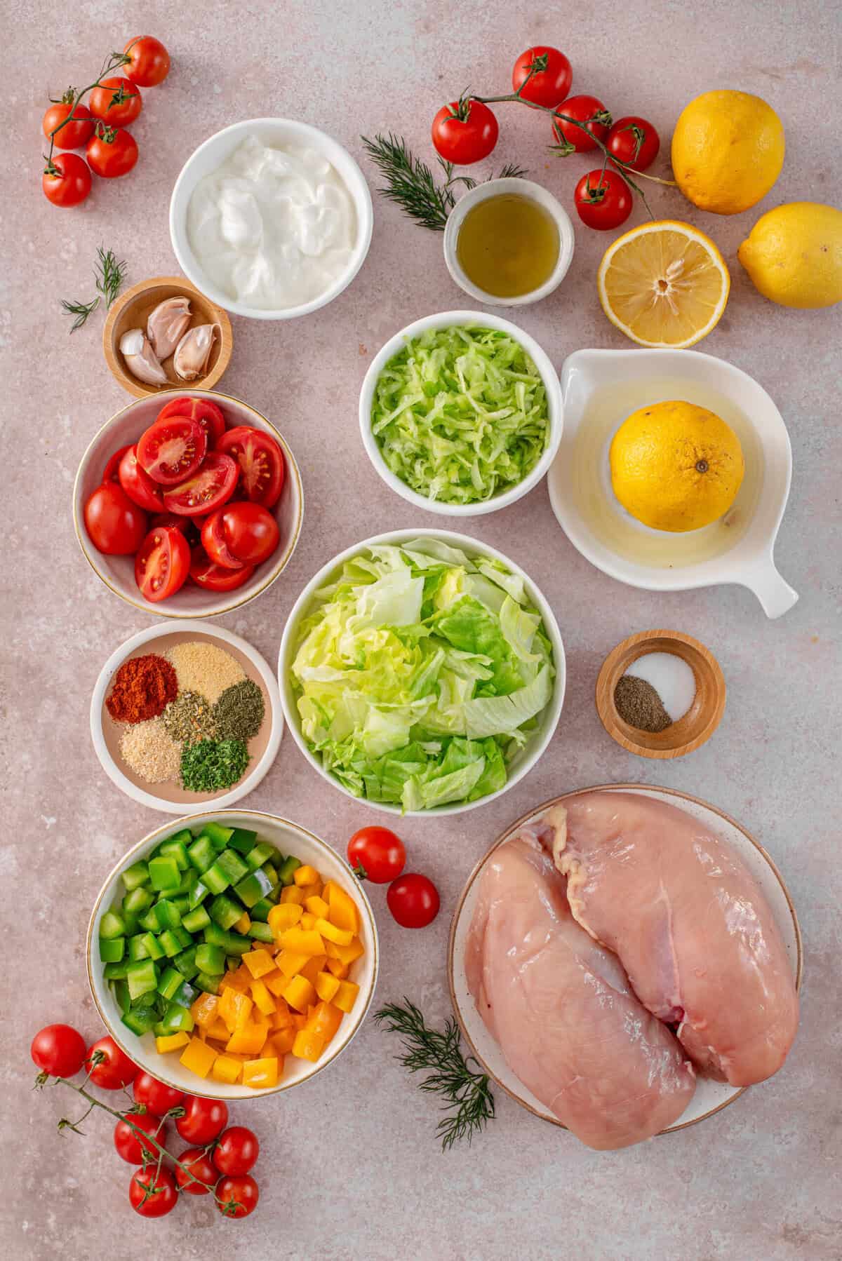 this is a top view of all of the ingredients I used for my easy weeknight dinner