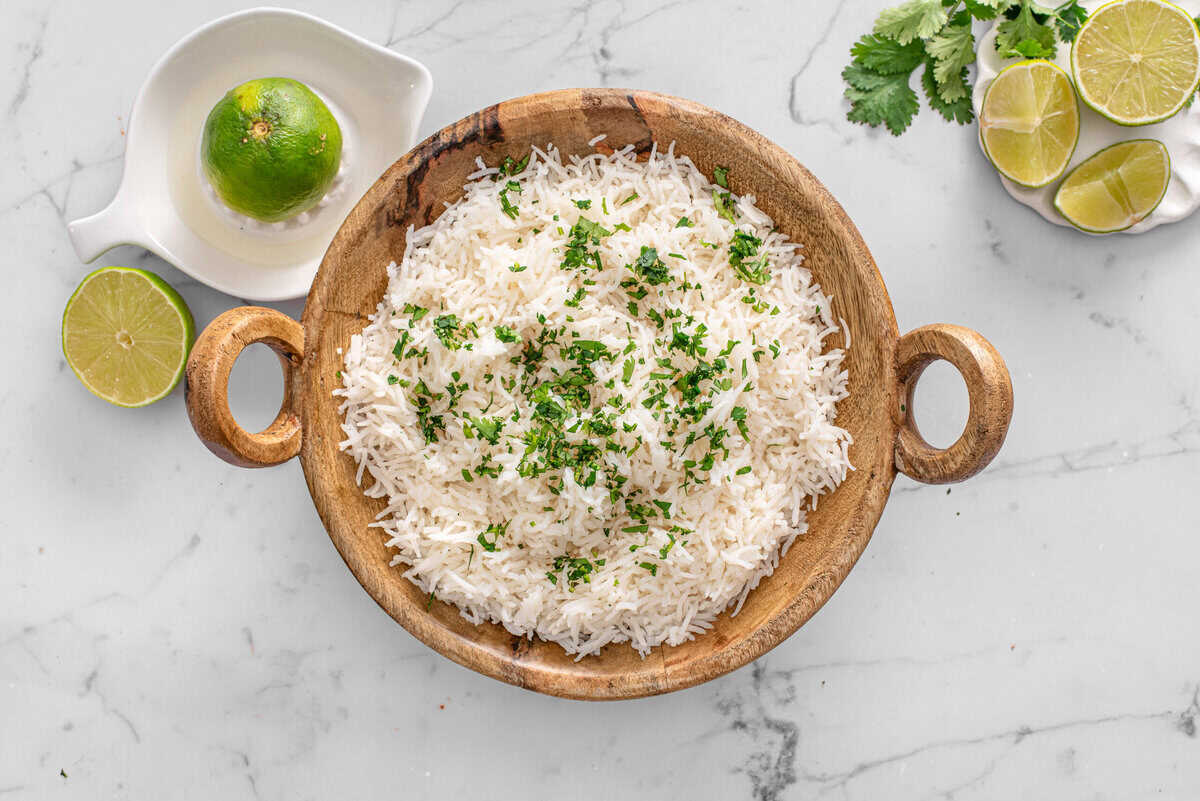 this shows me assembling the cilantro lime rice.