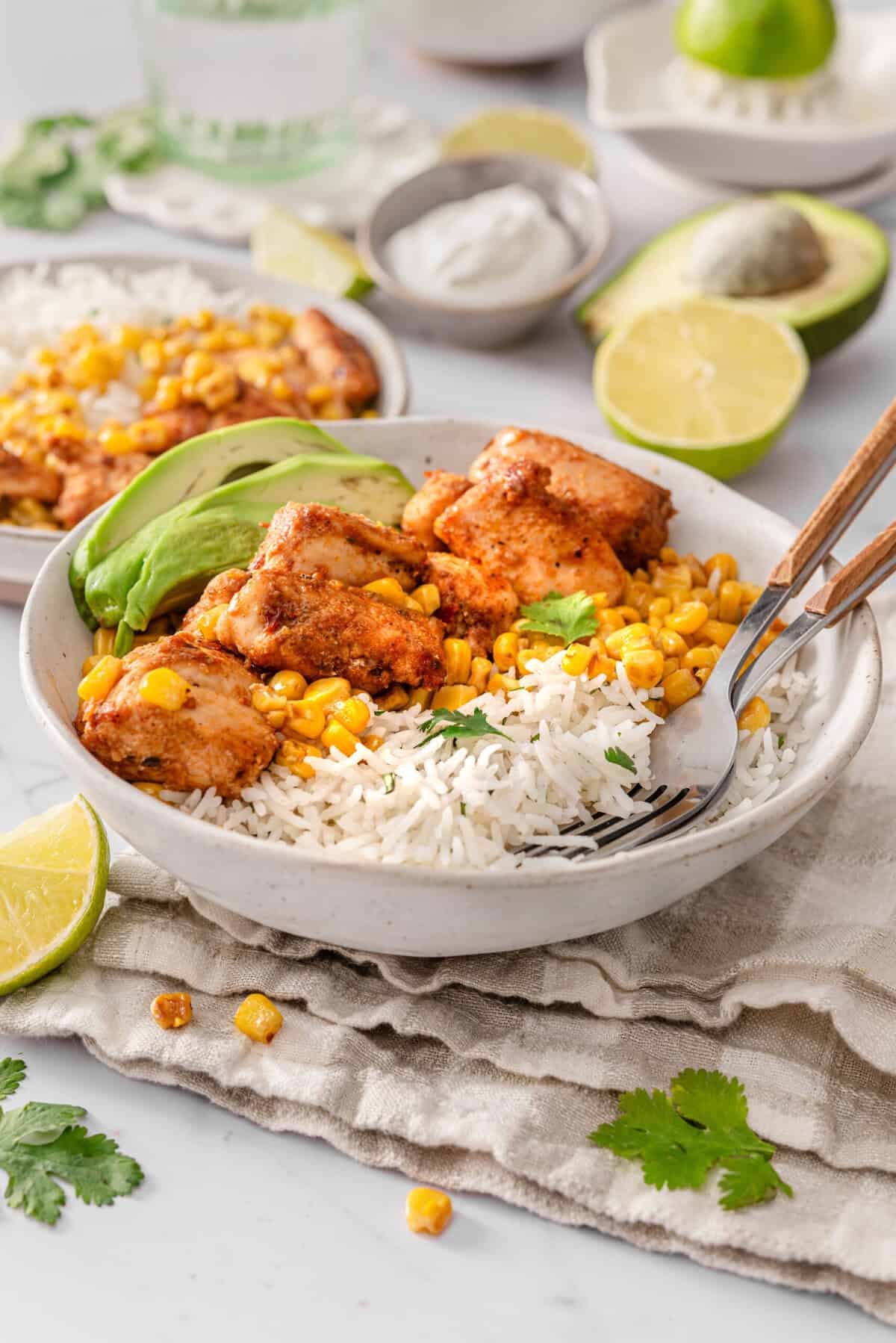 this is a side view of my chicken with cilantro lime rice.