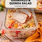 Pinterest photo of my garbanzo and quinoa salad.