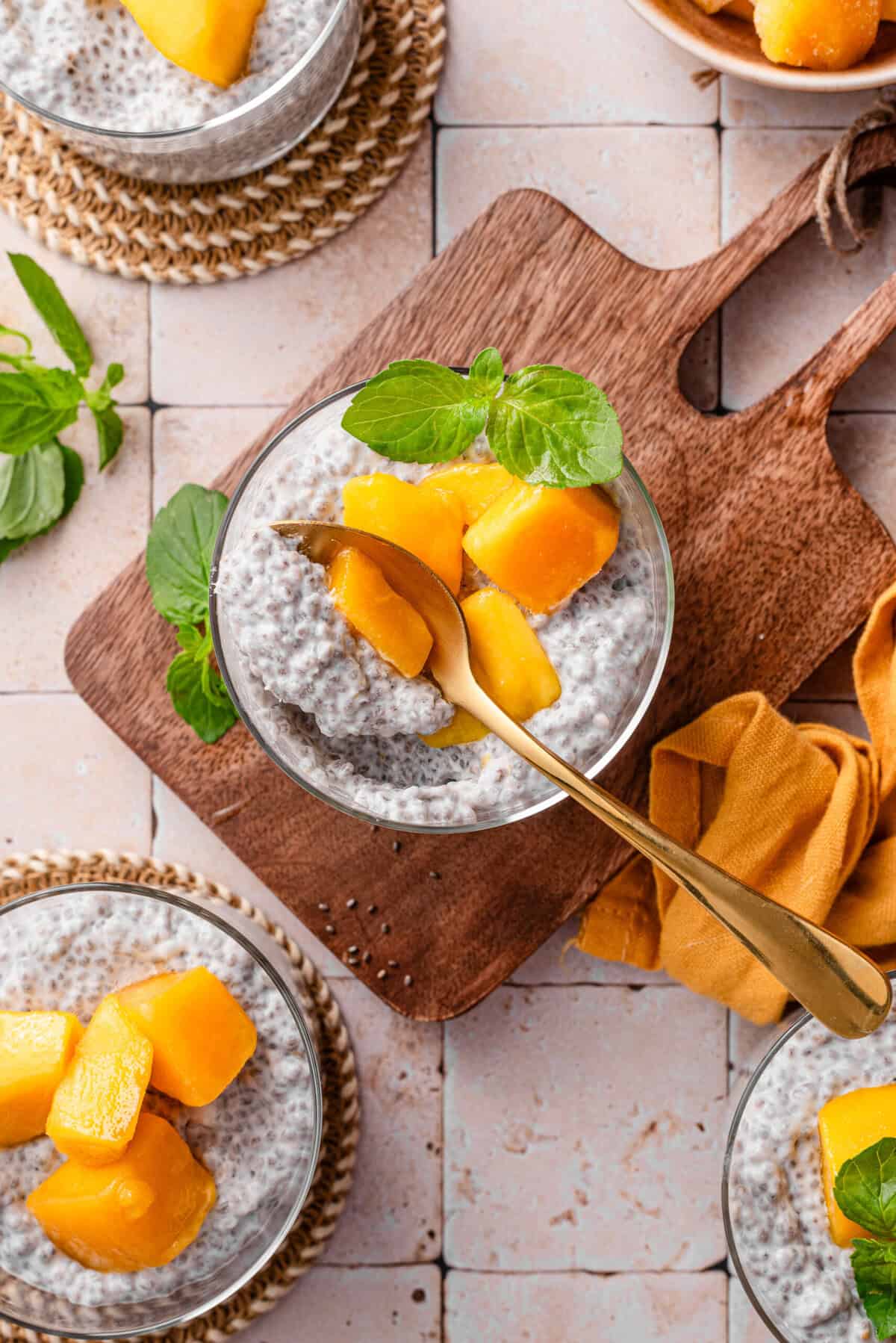 Overhead shot picture of my creamy coconut chia pudding.