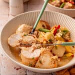 Side shot of my coconut red curry chicken and potatoes.