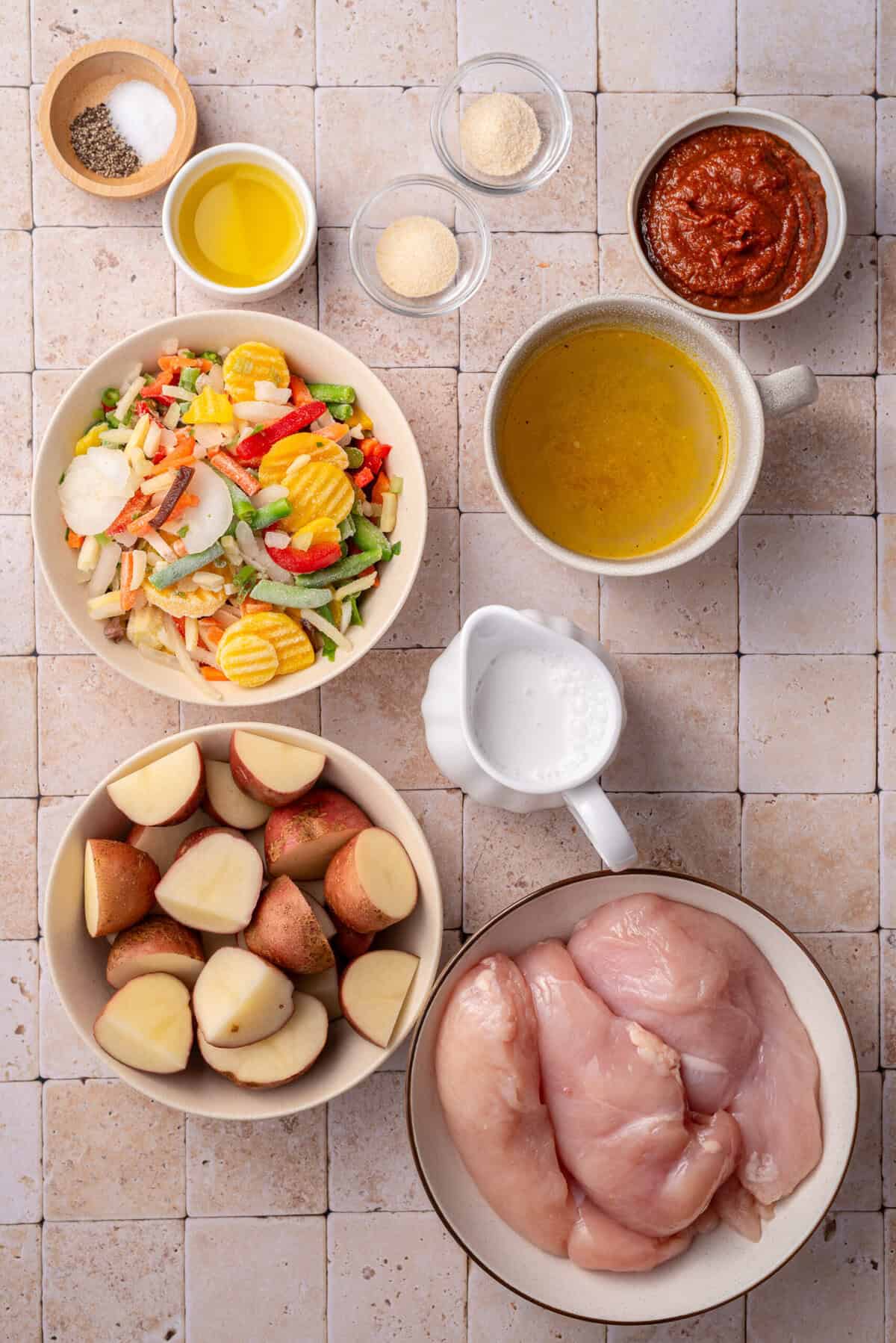 Overhead shot of the ingredients needed for my recipe.