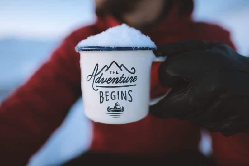 Cup of coffee in the winter