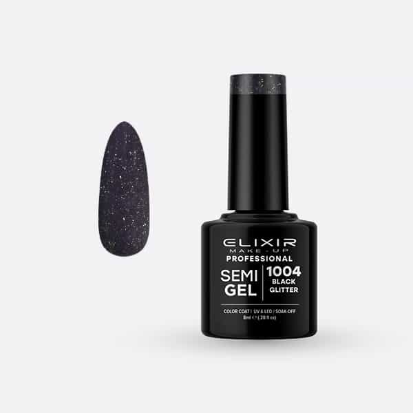 Ημιμόνιμο βερνίκι 8ml – #1004 (Black Glitter)