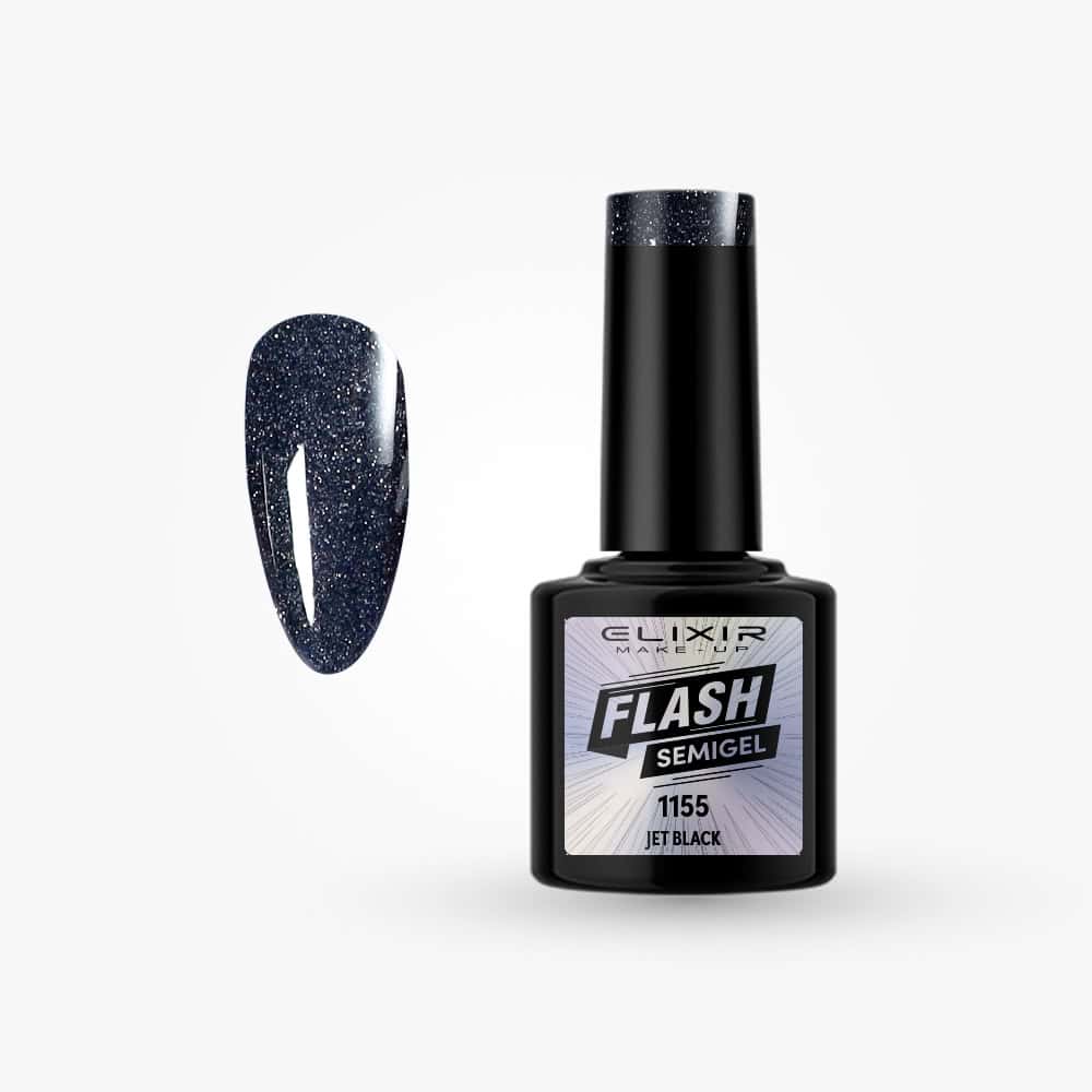 Ημιμόνιμο βερνίκι Flash 8ml – #1155 (Jet Black) 1 8842-1155
