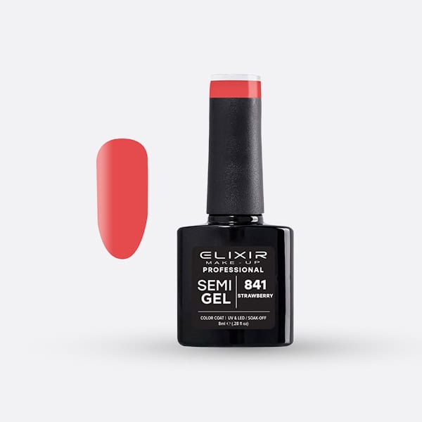 Ημιμόνιμο βερνίκι 8ml - #841 (Strawberry) 1 Elixir Semigel
