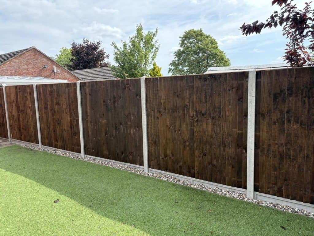 Closeboard wooden fence installed for privacy and security in Needham Market.
