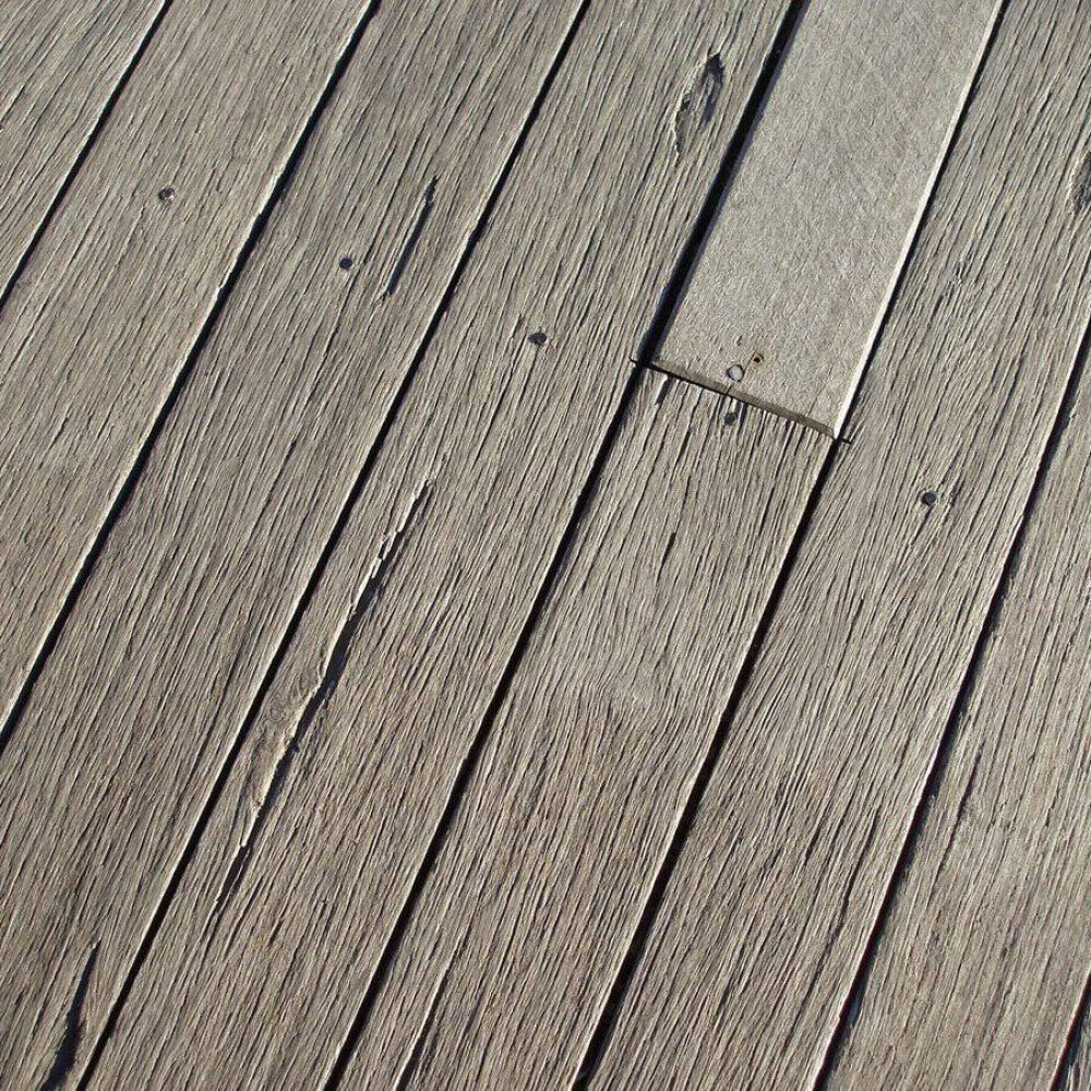 Close-up of wooden decking boards for garden outdoor space.