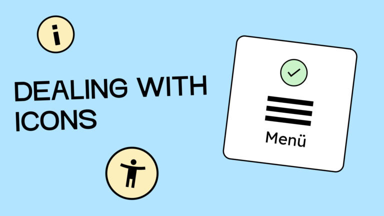 Working with icons. An image of a symbol with three lines. The label below says: Menu.