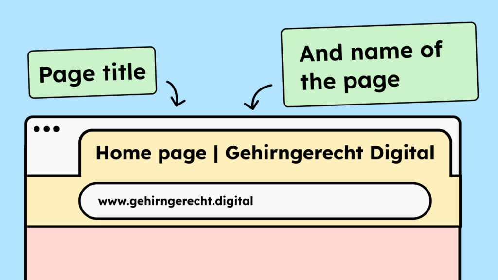 Example of a document title including the name of the page you are on plus the name of the entire website.