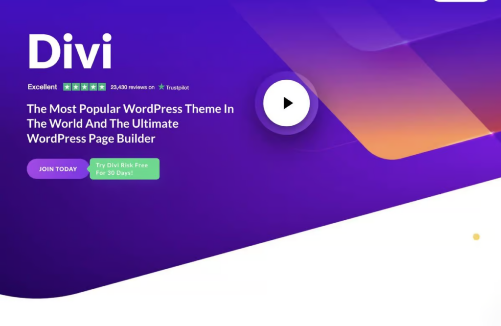 Screenshot of the Divi Builder homepage.