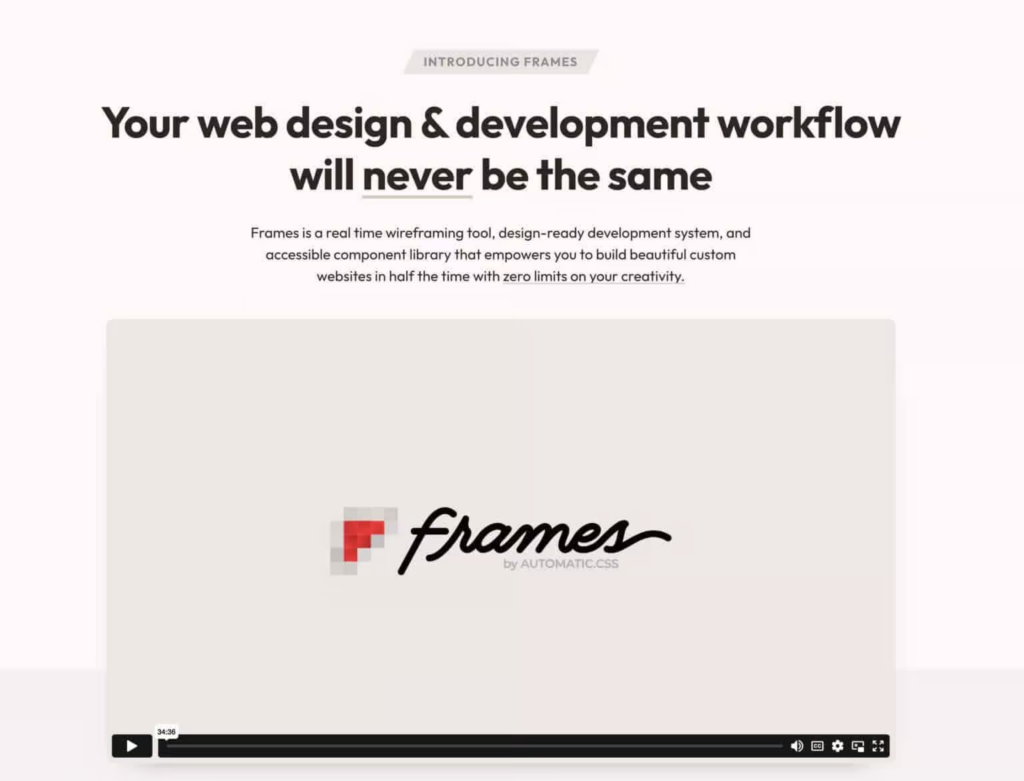 Screenshot of the Get-Frames start page