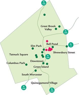 Map of Veggie Mobile route and community gardens