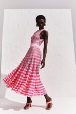 Vestido Midi Plissado Listras Bicolor - Imagem 3