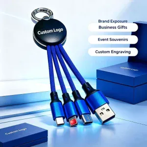 Custom Light-Up 4-in-1 Charging Cable Keychain
