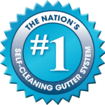 1-transparent Blue seal badge reading 'The Nation's #1 Self-Cleaning Gutter System'