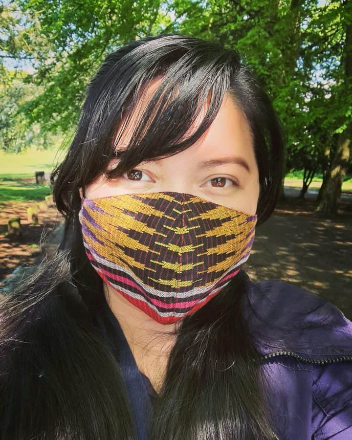 Wearing the Tausug masks from Makabayan UK