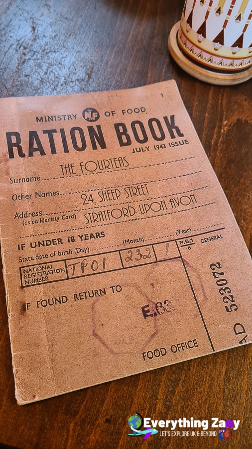 Cute Ration Book Menu of Forteas Cafe in Stratford upon Avon