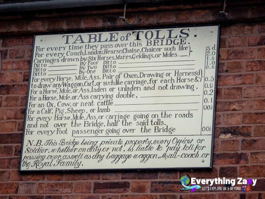 Toll House fee in Ironbridge UK