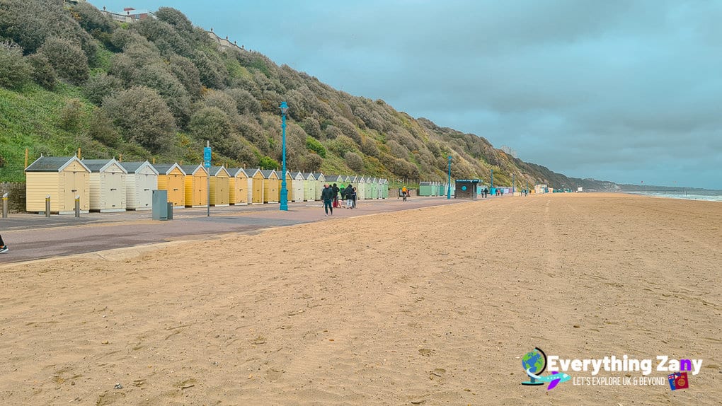 Bournemouth Beach with colourful beach sheds