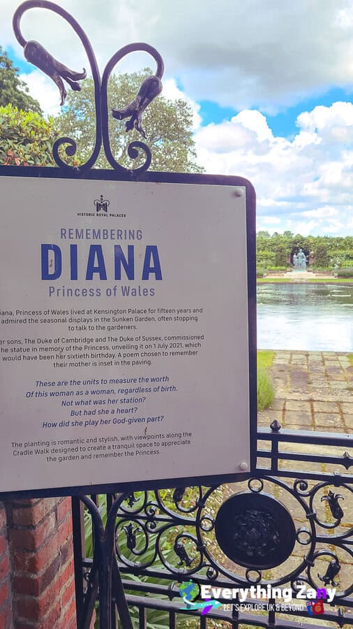 Remembering Diana in Sunken Garden Kensington Palace