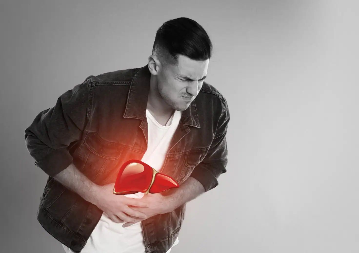 man with symptoms who may qualify for a liver disease research study